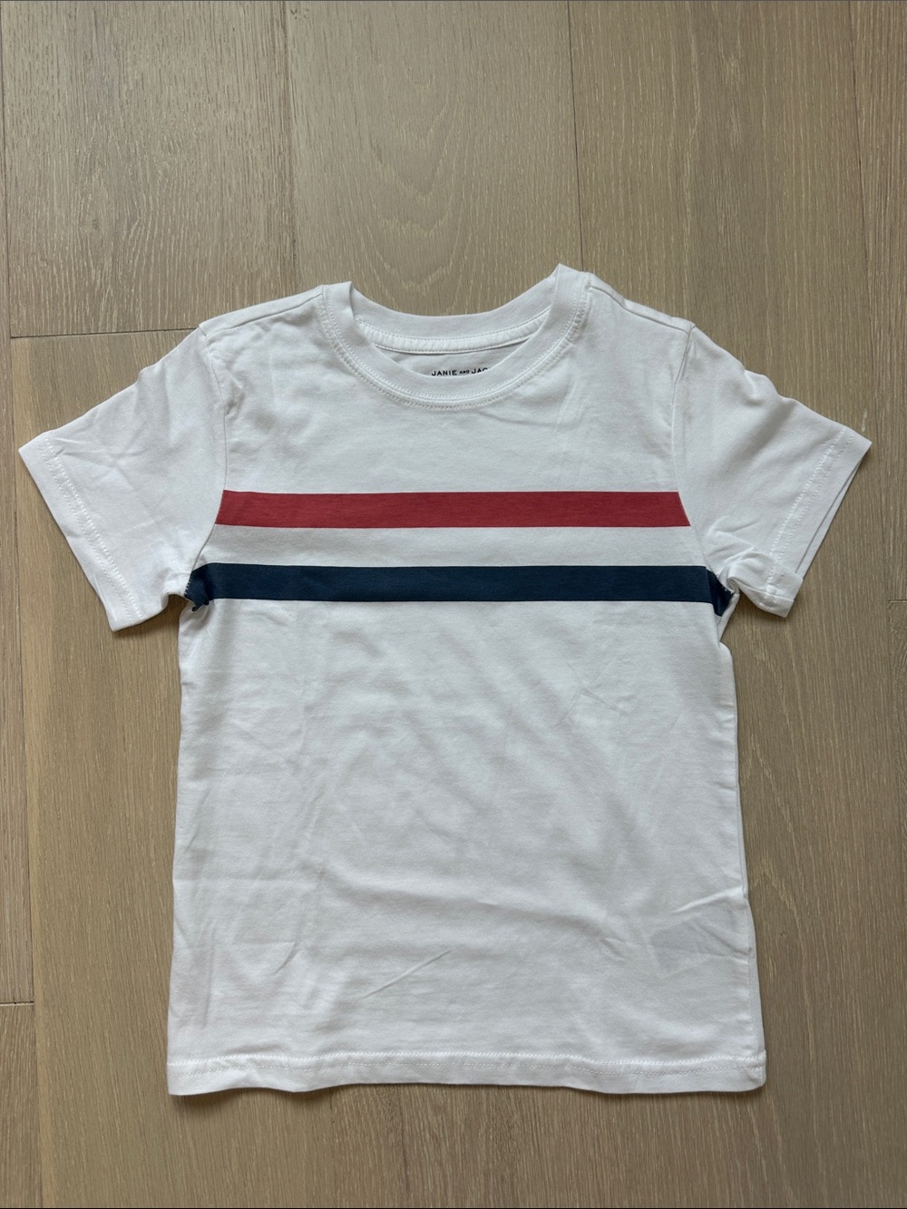 Janie and Jack White Short-Sleeve Tee with Red and Navy Stripes
